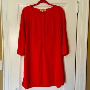 Summery Orange 3/4 Sleeve Linen Dress